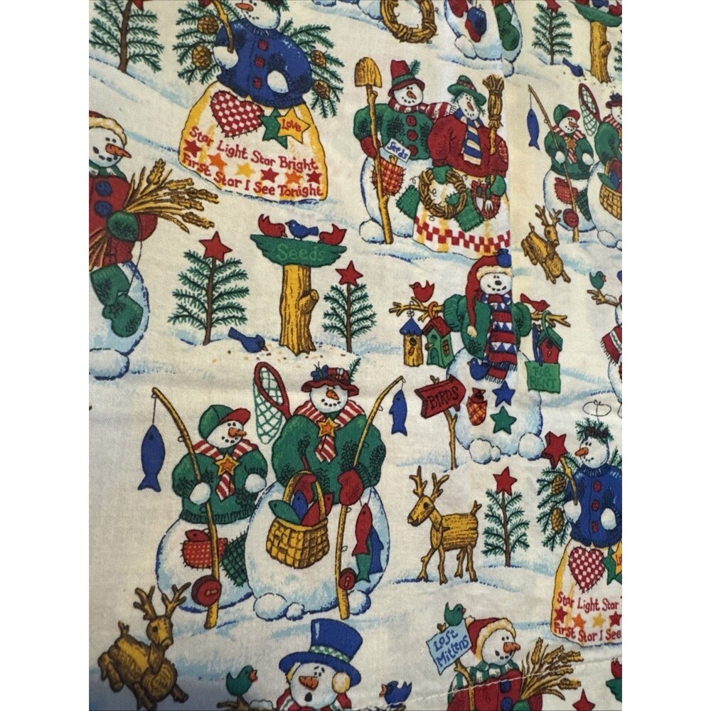 2 Christmas Themed Pillowcases, Handmade,Standard,Cotton - Snowman, Fishing